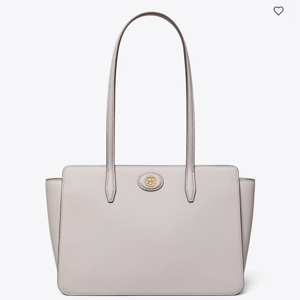 Tory Burch Robinson Small Pebbled Tote In Bay Gray